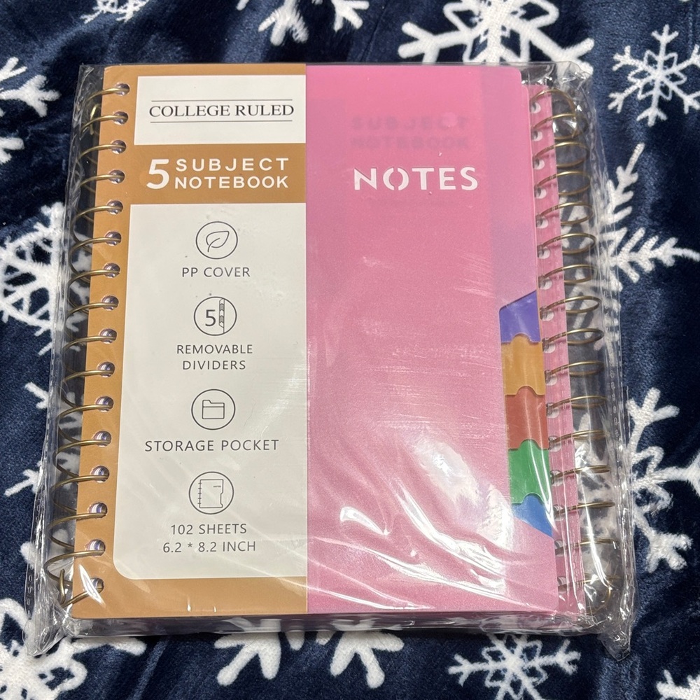 5-Subject Pink Notebook